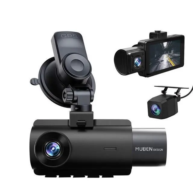 Alt view image 2 of 5 - H192PRO 3-Channel Dash Cam, Front+Interior+Rear Triple Recording 2K Front (1440p) + 1080p Interior + 1080p Rear, 4MP Sensor, 140° Wide Angle, WiFi APP Control, Night Vision 128GB Support