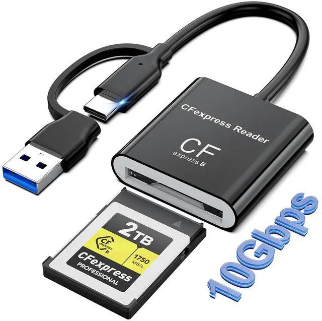 Main image of CR396 CFexpress Type B Card Reader, USB 3.2 Gen 2 10Gbps Dual Connector (USB-A + Type-C), 2-in-1 for Laptop, PC, Smartphone, Tablet High Speed for Professional Cameras