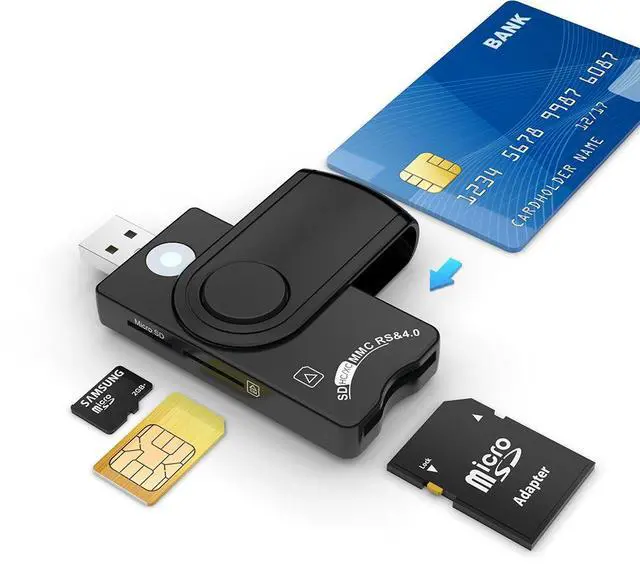 Alt view image 3 of 5 - CR310 USB 3.0 Multi-Function Smart Card Reader IC/CAC/SIM/SD/TF/Bank Card Reader for Tax, Banking, Digital Signature Supports Windows, Mac, Linux EMV, CCID Certified