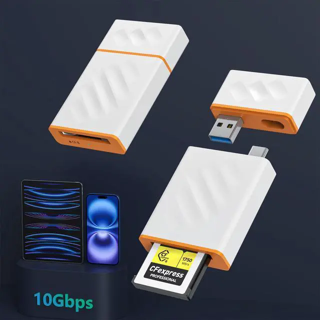 Alt view image 3 of 5 - CR355 CFexpress Type B Card Reader, USB 3.2 Gen 2 10Gbps Dual Connector (Type-C + USB-A), Ultra-Compact Portable Memory Card Reader for Professional Cameras
