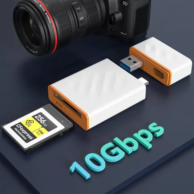Alt view image 5 of 5 - CR355 CFexpress Type B Card Reader, USB 3.2 Gen 2 10Gbps Dual Connector (Type-C + USB-A), Ultra-Compact Portable Memory Card Reader for Professional Cameras