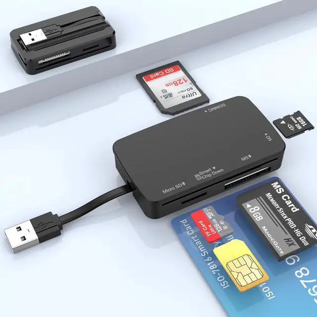 Alt view image 3 of 4 - 6-in-1 Multi-Function Smart Card Reader, USB 2.0 Supports IC, ID, SIM, CAC, SD, TF, MS, M2 Cards For Banking, Tax Filing, Insurance Reimbursement, Government ID, Medical Card