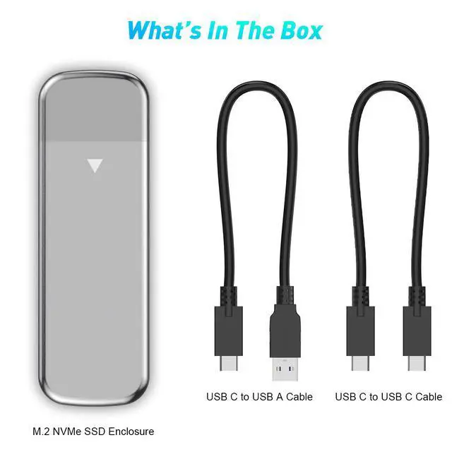 Alt view image 2 of 5 - ME902 USB 3.1 Gen 2 M.2 NVMe SSD Enclosure, 10Gbps High Speed Tool-Free External Hard Drive Case for NVMe SSDs, Supports 2230/2242/2260/2280, Up to 2TB Type-C Aluminum