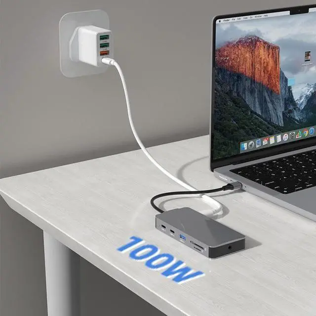Alt view image 4 of 4 - 11-in-1 Type-C Docking Station, 4K@60Hz HDMI, 100M Ethernet, 3×USB 3.0, SD/TF Card Reader, 100W PD, Audio/Mic USB C Hub for MacBook, Laptop, Tablet, Phone