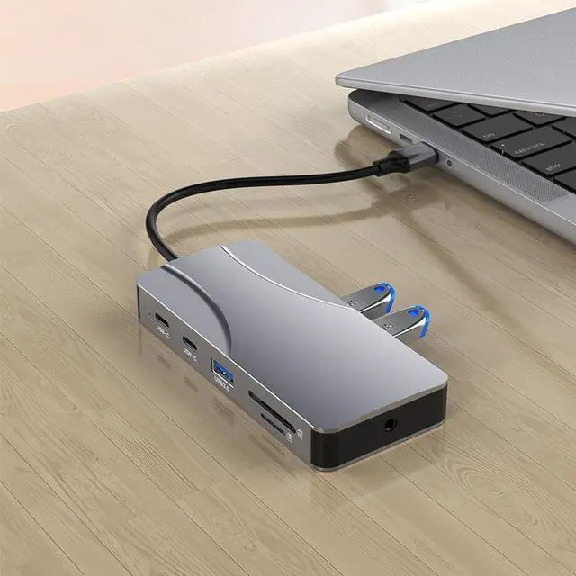 Alt view image 3 of 4 - 11-in-1 Type-C Docking Station, 4K@60Hz HDMI, 100M Ethernet, 3×USB 3.0, SD/TF Card Reader, 100W PD, Audio/Mic USB C Hub for MacBook, Laptop, Tablet, Phone