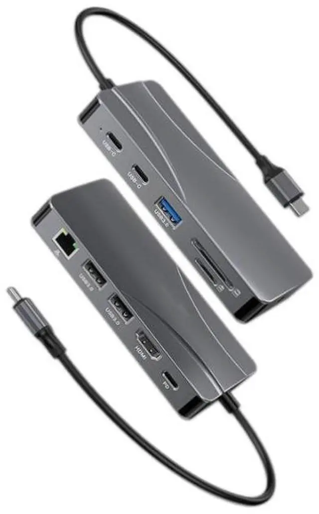 Main image of 11-in-1 Type-C Docking Station, 4K@60Hz HDMI, 100M Ethernet, 3×USB 3.0, SD/TF Card Reader, 100W PD, Audio/Mic USB C Hub for MacBook, Laptop, Tablet, Phone