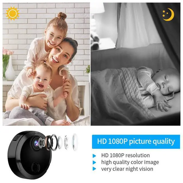 Alt view image 3 of 4 - HDQ15 Wireless WiFi Security Camera, 1080P HD Indoor Smart Cam with 940nm Invisible Infrared Night Vision Motion Detection, Remote Control, H.264 Video, 5V USB Powered Home/Baby/Pet Monitor