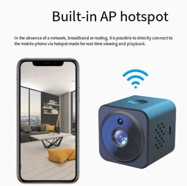 Alt view image 4 of 4 - AS02 Mini WiFi Security Camera, 1080P? HD Indoor Cam with Infrared Night Vision Two-Way Audio, Motion Detection, 64GB TF Support, 600mAh Battery Home/Baby/Pet Monitor