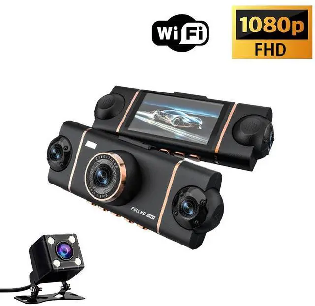 Main image of D65 4-Channel Dash Cam, Front+Left+Right+Rear Quad Recording 1080P Front + 3× 480P, 3" IPS Display, WiFi, Infrared Night Vision, 128GB Max Full Coverage for Car, Truck, Van, Fleet