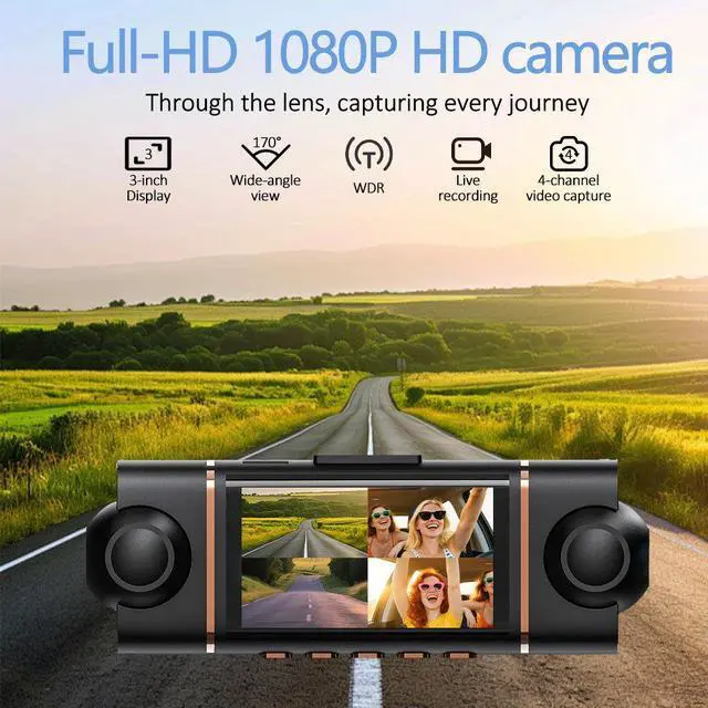 Alt view image 2 of 4 - D65 4-Channel Dash Cam, Front+Left+Right+Rear Quad Recording 1080P Front + 3× 480P, 3" IPS Display, WiFi, Infrared Night Vision, 128GB Max Full Coverage for Car, Truck, Van, Fleet
