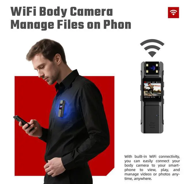 Alt view image 3 of 4 - Portable Body Camera, 1080P HD WiFi Law Enforcement Recorder with Back Clip 1.3" IPS Display, 130° Wide Angle, 800mAh Battery, 128GB Max, Type-C For Security, Police, Outdoor Activities