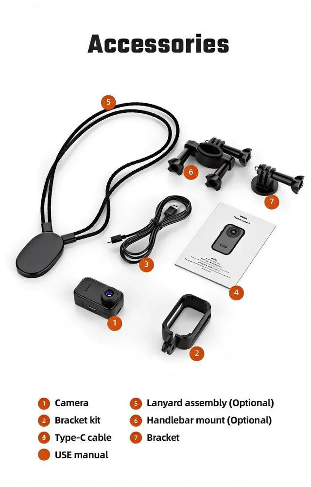 Alt view image 4 of 4 - F2 Thumb-Sized Wearable Camera, 1080P HD Body Cam with Magnetic Pendant 1.47" IPS Screen, 130° Wide Angle, 128GB Max, Type-C For Pet, Cycling, Motorcycle, Security, Delivery, Courier