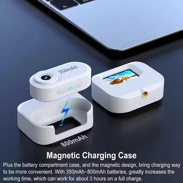 Alt view image 6 of 6 - DM10 Outdoor Thumb Camera, 1080P HD Magnetic Wearable Recorder 35g Ultra-Light, Magnetic Charging Case (350-800mAh), 3H Battery, Pet Camera, Action Cam Hat Clip + Collar Included