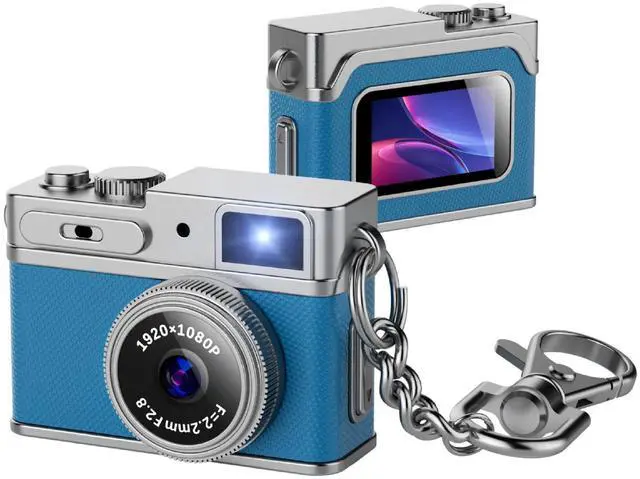 Main image of 1080P Thumb Camera, Mini Wearable Pocket Cam for Teens 0.96" TFT Screen, 130° Wide Angle, 17g Ultra-Light, Type-C Backpack Clip, CCD Compact Style for Students, Kids, Vlogging Blue