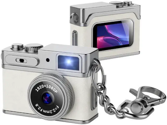 Main image of 1080P Thumb Camera, Mini Wearable Pocket Cam for Teens 0.96" TFT Screen, 130° Wide Angle, 17g Ultra-Light, Type-C Backpack Clip, CCD Compact Style for Students, Kids, Vlogging White
