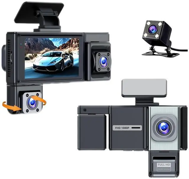 Main image of WiFi 4-Lens Quad Camera Dash Cam, 1080P HD Front+Left+Right+Rear Recording 170° Wide Angle, 3MP, Loop Recording, Reverse Parking Assist 32GB Card Included for Car, Truck, Van