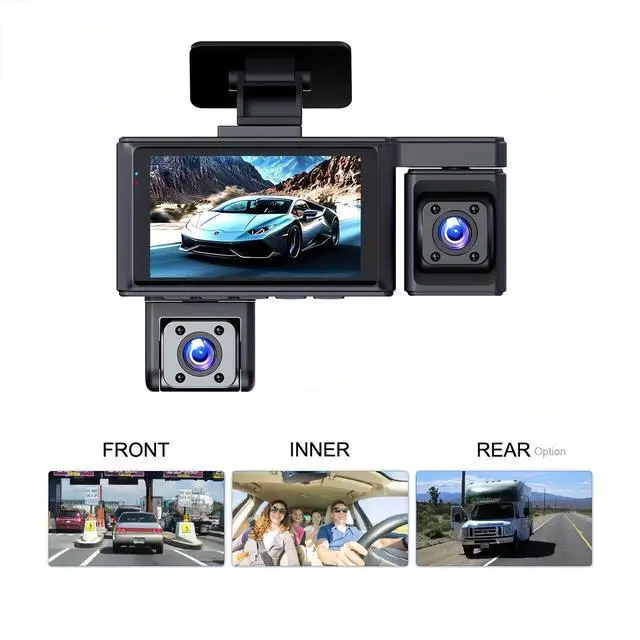 Alt view image 4 of 5 - WiFi 4-Lens Quad Camera Dash Cam, 1080P HD Front+Left+Right+Rear Recording 170° Wide Angle, 3MP, Loop Recording, Reverse Parking Assist 32GB Card Included for Car, Truck, Van