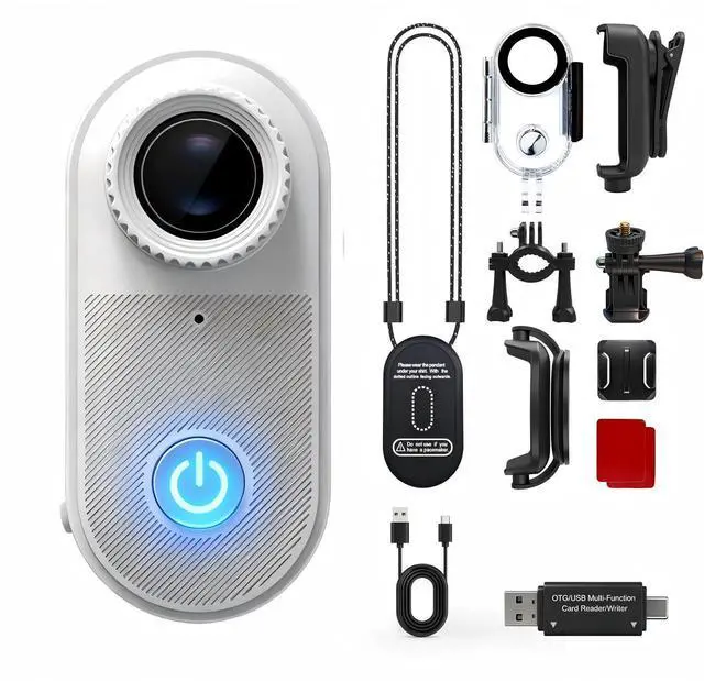 Main image of 2.7K Outdoor Thumb Camera, WiFi Magnetic Chest Mount Action Cam 30fps, 128GB Max, Waterproof Case (10m), 490mAh For Cycling, Vlogging, Motorcycle, Pet Monitoring White