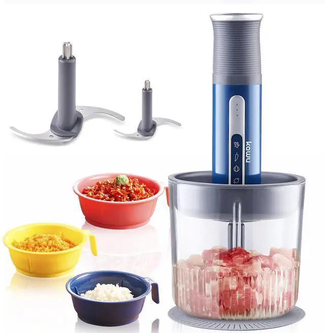 Main image of Kawu Electric food chopper, vegetable grinder, blender, glass transparent bowl, wireless rechargeable