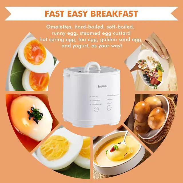 Alt view image 3 of 7 - KawuElectric egg cooker, 3-in-1 egg cooker, can cook 4 eggs, whiteElectric egg cooker, 3-in-1 egg cooker, can cook 4 eggs, white