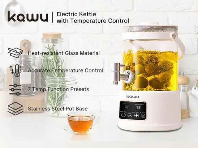 Alt view image 2 of 7 - Kawu Electric Kettle Glass Teapot 2.5L Glass Material 304 Stainless Steel Heating Plate Removable Suitable for Brewing Coffee, Tea, Flower Tea, and Fruit Tea