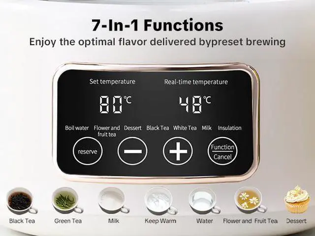 Alt view image 3 of 7 - Kawu Electric Kettle Glass Teapot 2.5L Glass Material 304 Stainless Steel Heating Plate Removable Suitable for Brewing Coffee, Tea, Flower Tea, and Fruit Tea