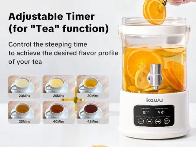Alt view image 4 of 7 - Kawu Electric Kettle Glass Teapot 2.5L Glass Material 304 Stainless Steel Heating Plate Removable Suitable for Brewing Coffee, Tea, Flower Tea, and Fruit Tea