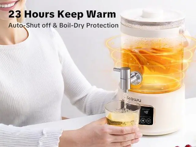 Alt view image 5 of 7 - Kawu Electric Kettle Glass Teapot 2.5L Glass Material 304 Stainless Steel Heating Plate Removable Suitable for Brewing Coffee, Tea, Flower Tea, and Fruit Tea