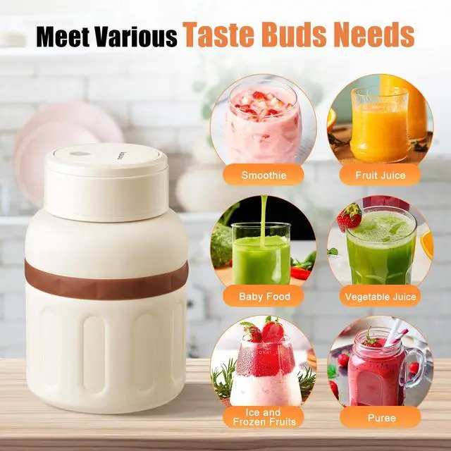 Alt view image 5 of 7 - Kawu Electric juicer cup, portable electric juicer cup, portable blender, smoothie personal blender, mini milkshake juicer cup, USB charging, beige