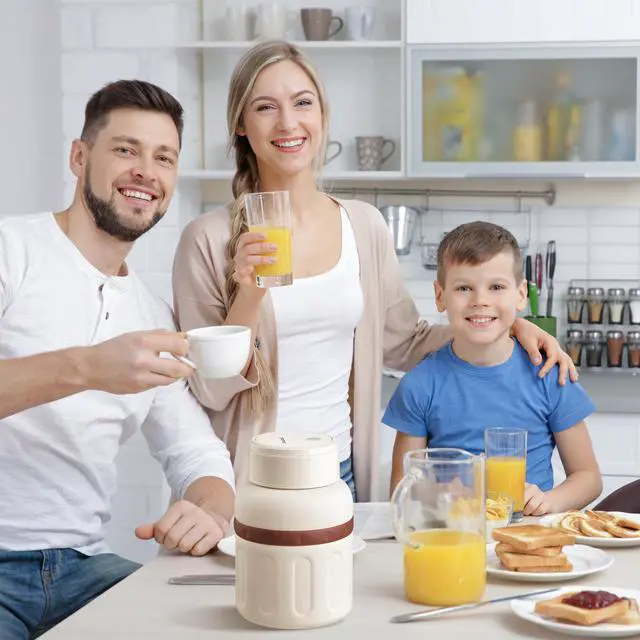 Alt view image 7 of 7 - Kawu Electric juicer cup, portable electric juicer cup, portable blender, smoothie personal blender, mini milkshake juicer cup, USB charging, beige