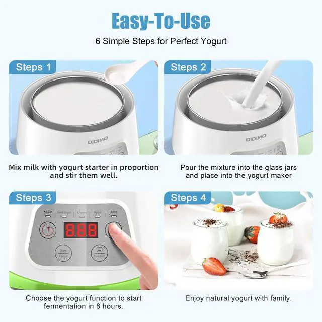 Alt view image 5 of 7 - DIDImo Yogurt maker, Greek yogurt maker, with 304 stainless steel inner pot and filter, with digital display and controller, can make yogurt, Greek yogurt, rice wine