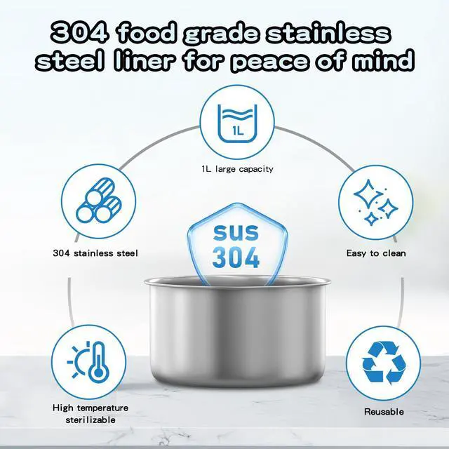 Alt view image 4 of 7 - DIDImo Yogurt Maker, 1L, 304 Stainless Steel Interior, Low Energy Consumption and Noise, White