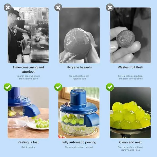 Alt view image 5 of 7 - Kawu Grape peeling machine, peeling machine, fully automatic household, fruit, green grape, garlic peeling tool