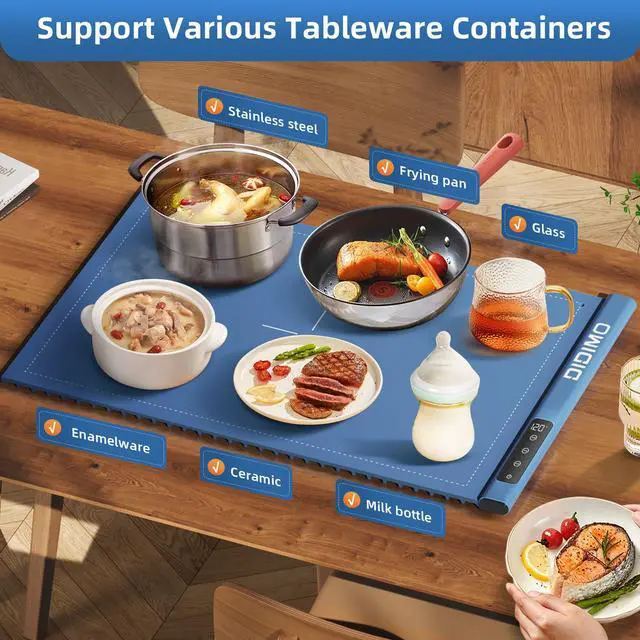 Alt view image 4 of 7 - DIDImo food warming mat, food warming table, warming tray, fast heating, large capacity, 17 temperature settings, foldable