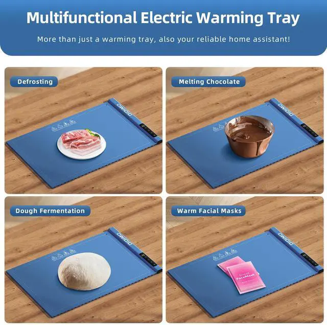 Alt view image 6 of 7 - DIDImo food warming mat, food warming table, warming tray, fast heating, large capacity, 17 temperature settings, foldable