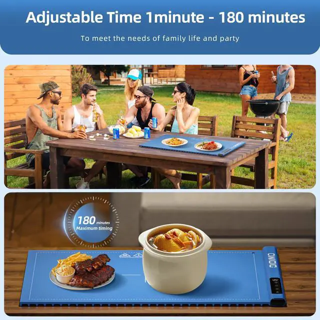 Alt view image 7 of 7 - DIDImo food warming mat, food warming table, warming tray, fast heating, large capacity, 17 temperature settings, foldable