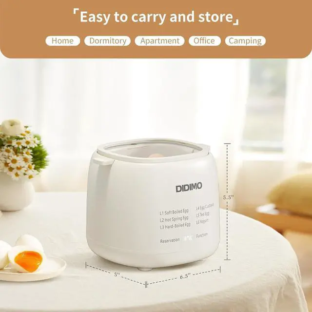 Alt view image 2 of 7 - DIDImo Electric egg cooker, 4 capacities, 6-in-1 egg cooker, timer, touch panel, can cook eggs, custard and yogurt