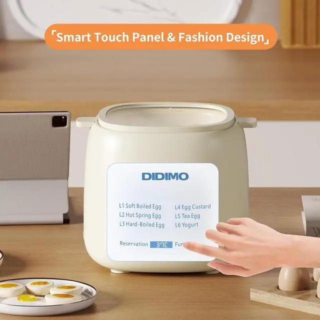 Alt view image 6 of 7 - DIDImo Electric egg cooker, 4 capacities, 6-in-1 egg cooker, timer, touch panel, can cook eggs, custard and yogurt