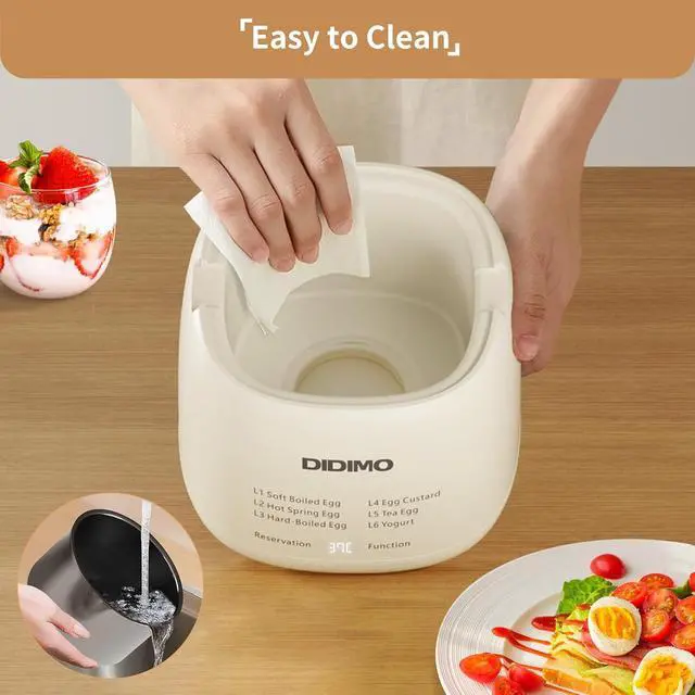 Alt view image 5 of 7 - DIDImo Electric egg cooker, 4 capacities, 6-in-1 egg cooker, timer, touch panel, can cook eggs, custard and yogurt