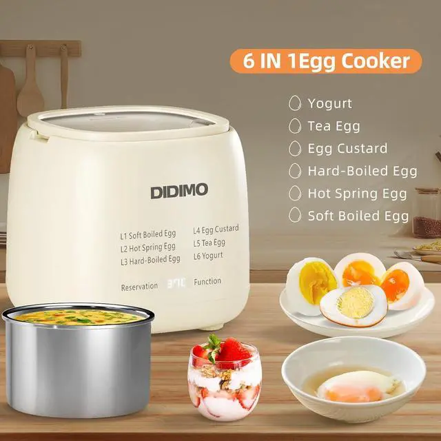Alt view image 4 of 7 - DIDImo Electric egg cooker, 4 capacities, 6-in-1 egg cooker, timer, touch panel, can cook eggs, custard and yogurt