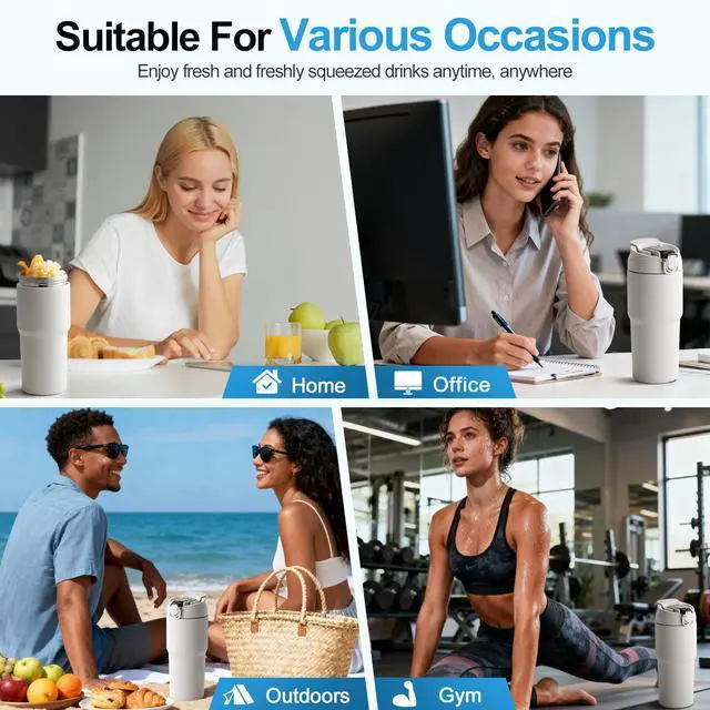 Alt view image 5 of 7 - Kawu Portable electric juicer, 304 stainless steel blade, keeps hot or cold for more than 8 hours, suitable for various occasions, outdoor, dormitory, office, etc.