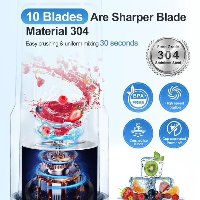 Alt view image 2 of 7 - Kawu Portable electric juicer, 304 stainless steel blade, keeps hot or cold for more than 8 hours, suitable for various occasions, outdoor, dormitory, office, etc.