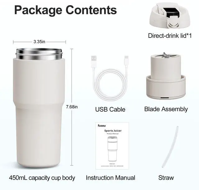 Alt view image 7 of 7 - Kawu Portable electric juicer, 304 stainless steel blade, keeps hot or cold for more than 8 hours, suitable for various occasions, outdoor, dormitory, office, etc.