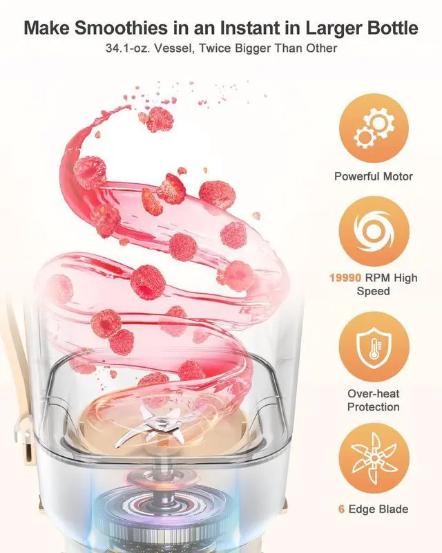 Alt view image 2 of 7 - Kawu Portable Electric Juicer, USB Rechargeable Portable Blender, Mini Juicer for Smoothies, whit