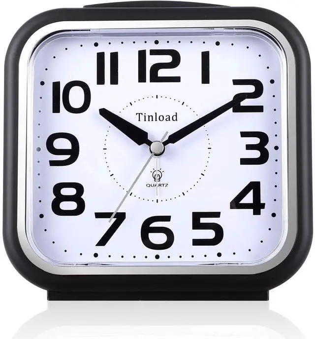 Main image of Eyesoul 5.5" Large Analog Alarm Clock Silent Non Ticking, Gentle Wake, Beep Sounds, Increasing Volume, Battery Operated Snooze and Manual Light, Easy Set, Black (Best for Elder)