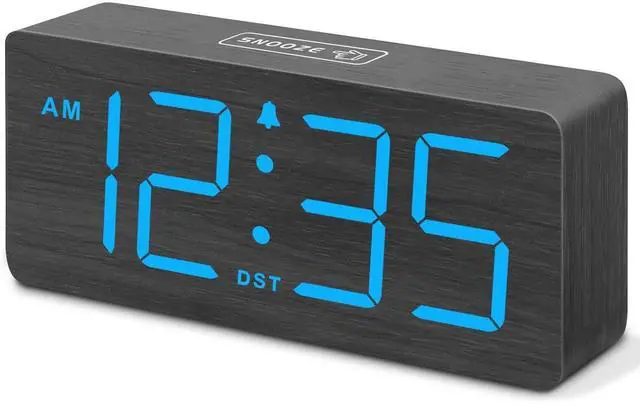 Main image of Eyesoul Wooden Digital Alarm Clock for Bedroom - Desk Clocks for Living Room with Large Numbers, Dimmer, Loud Alarm for Heavy Sleepers with Volume Control, DST, Office Wood Decor (Adapter Powered)