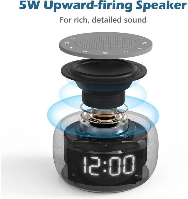 Alt view image 3 of 6 - Eyesoul Sound Machine & Alarm Clock 2-in-1, 18 Soothing Sound, 7 Night Light, Sleep Timer, Precise 30-Level Volume Control White Noise Machine