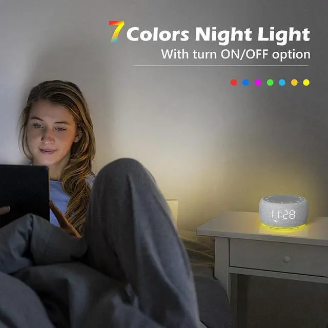 Alt view image 4 of 6 - Eyesoul Sound Machine & Alarm Clock 2-in-1, 18 Soothing Sound, 7 Night Light, Sleep Timer, Precise 30-Level Volume Control White Noise Machine