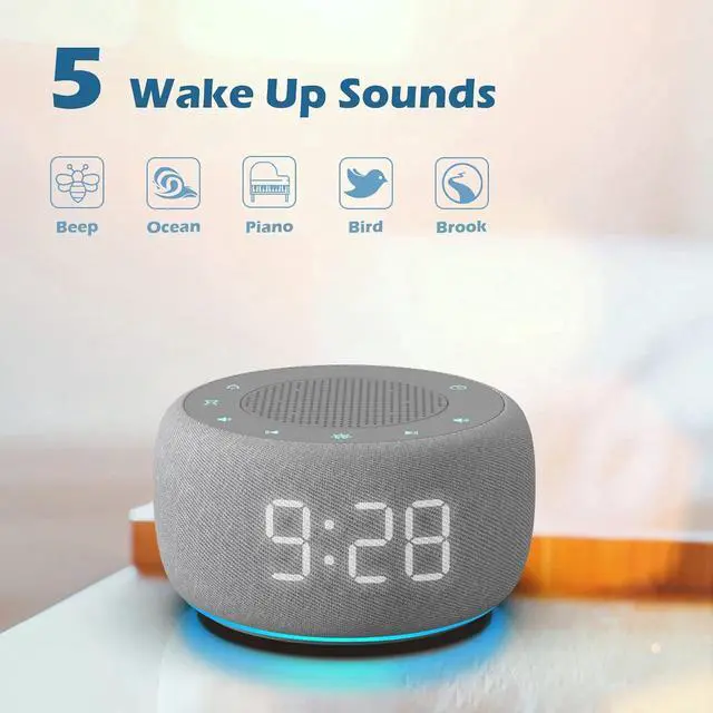 Alt view image 6 of 6 - Eyesoul Sound Machine & Alarm Clock 2-in-1, 18 Soothing Sound, 7 Night Light, Sleep Timer, Precise 30-Level Volume Control White Noise Machine