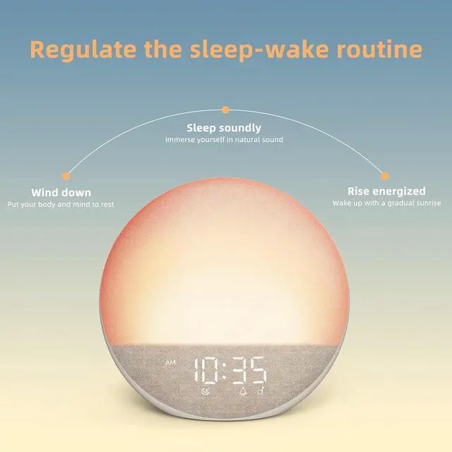Alt view image 5 of 6 - Eyesoul Sunrise Alarm Clock White Noise Machine: Natural Wake Up Light - Dimmable Clock with Bluetooth Speaker for Bedroom - 25 Sleep Sounds for Baby Adults Kids Putty